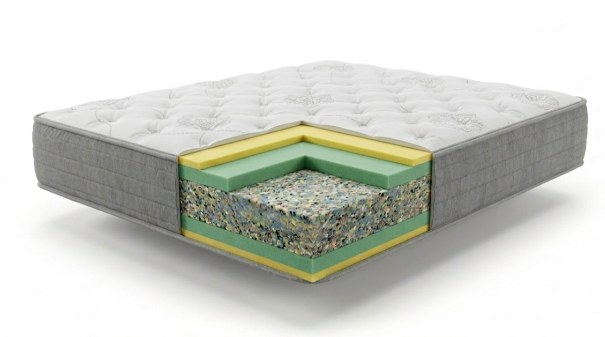 Revive Foam Caravan Mattress cutaway showing memory foam layers