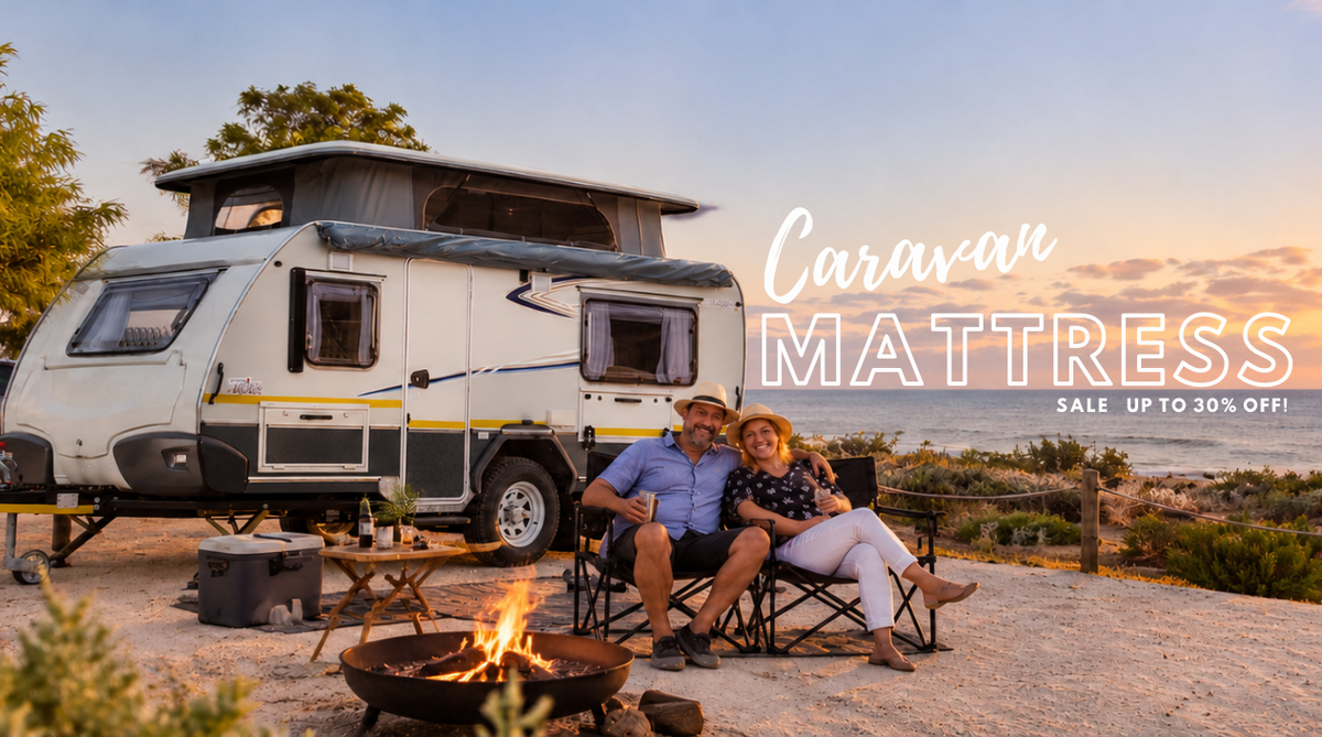 Active Foam Caravan Mattress in a caravan bedroom